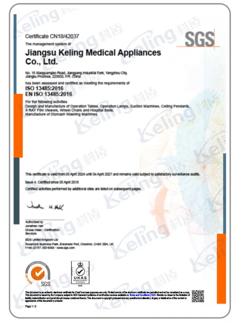 International certification held by Keling Medical — document 6