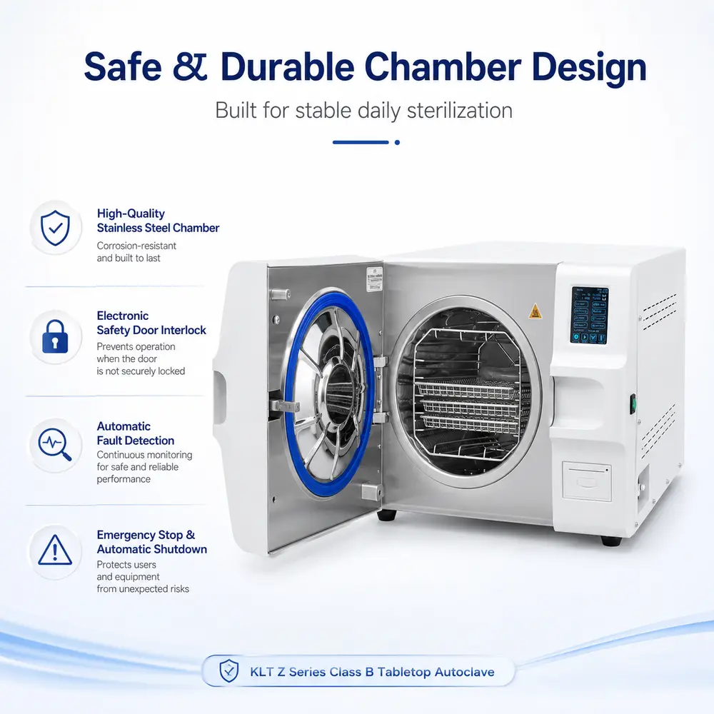 Autoclave de paillasse de la série KLT-Z (classe B, écran tactile) — détails de construction et des caractéristiques 3